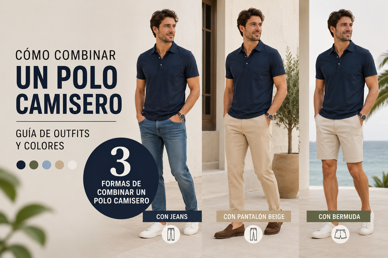 Cómo combinar un polo camisero para hombre: guía de outfits y colores