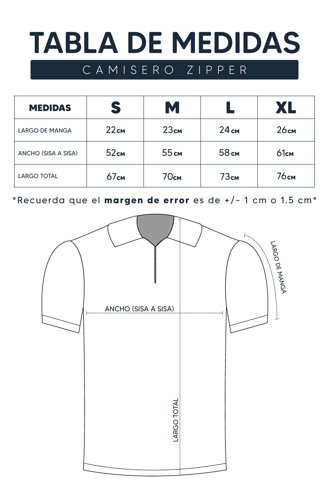 Guía de Tallas Camisero Zipper