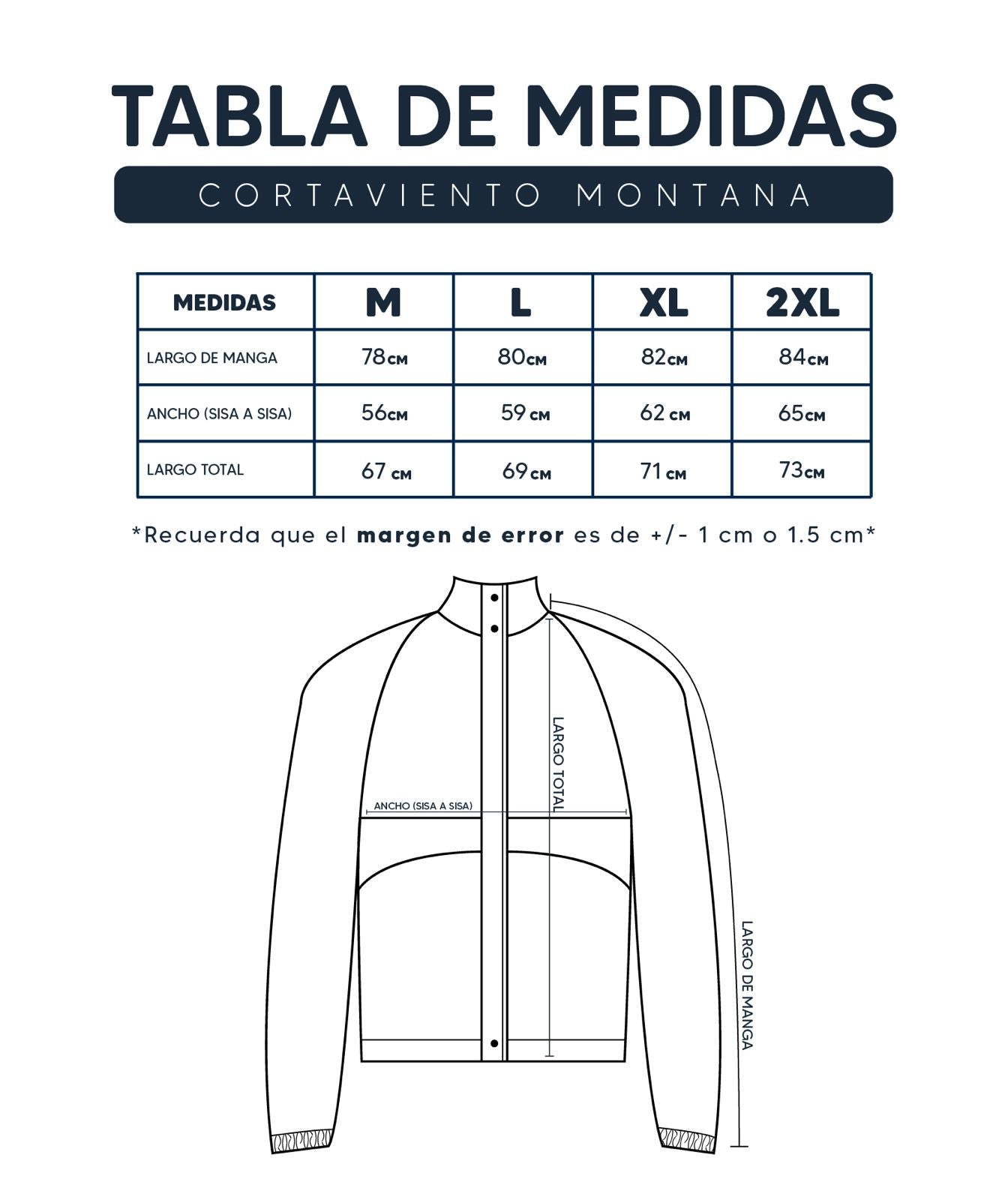Guía de Tallas Montana Cortaviento