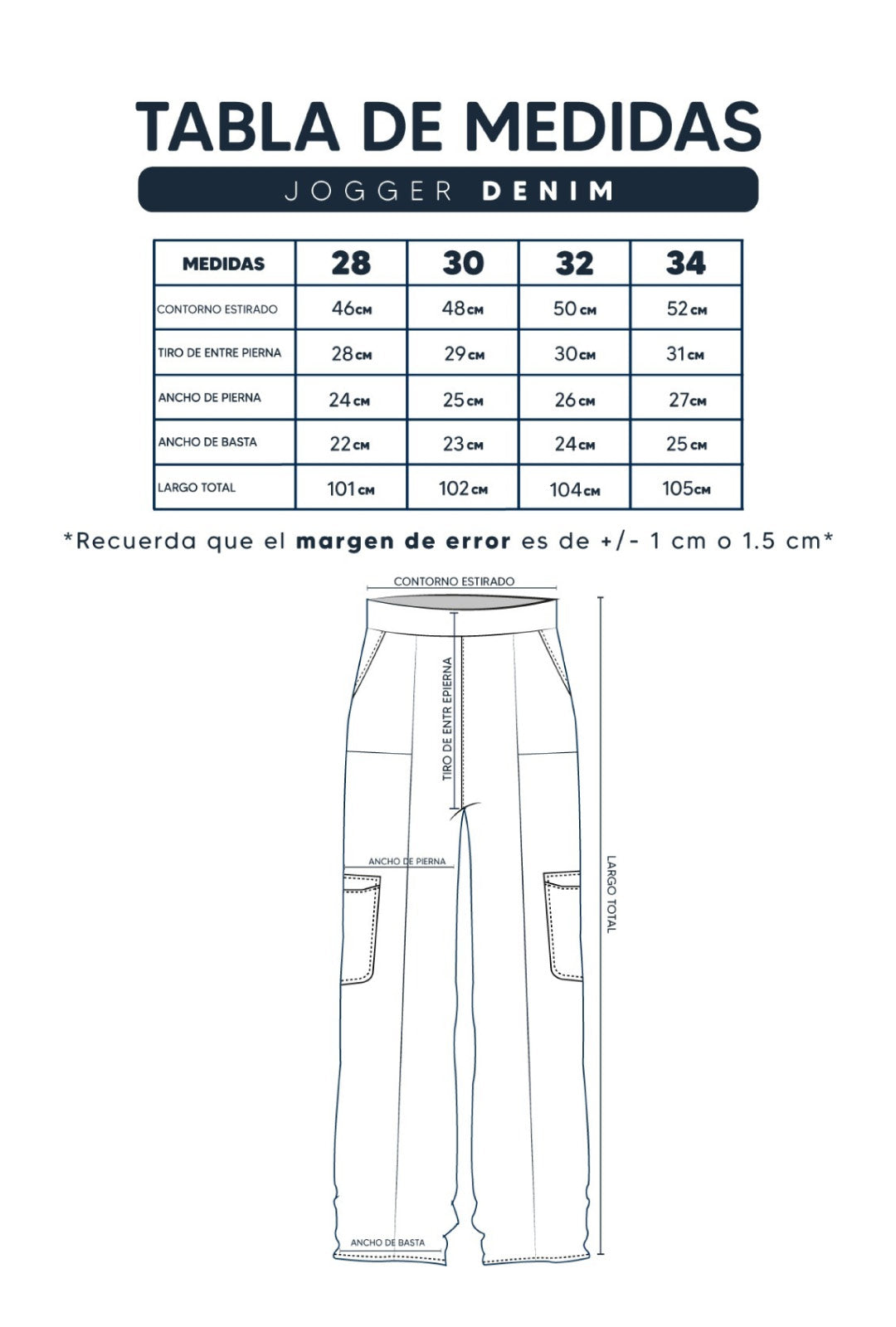 Guía de Tallas Jogger Denim