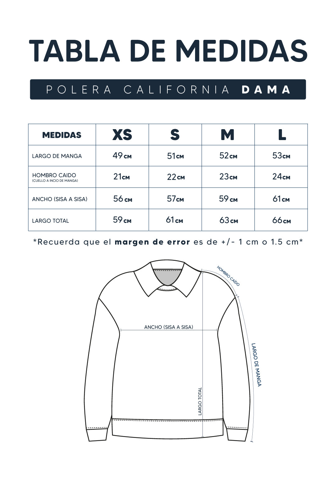 Guía de Tallas Polera California