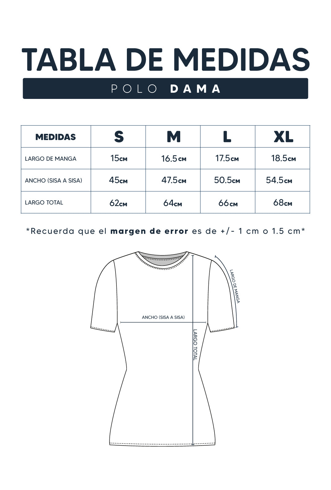 Guía de Tallas Polos Dama