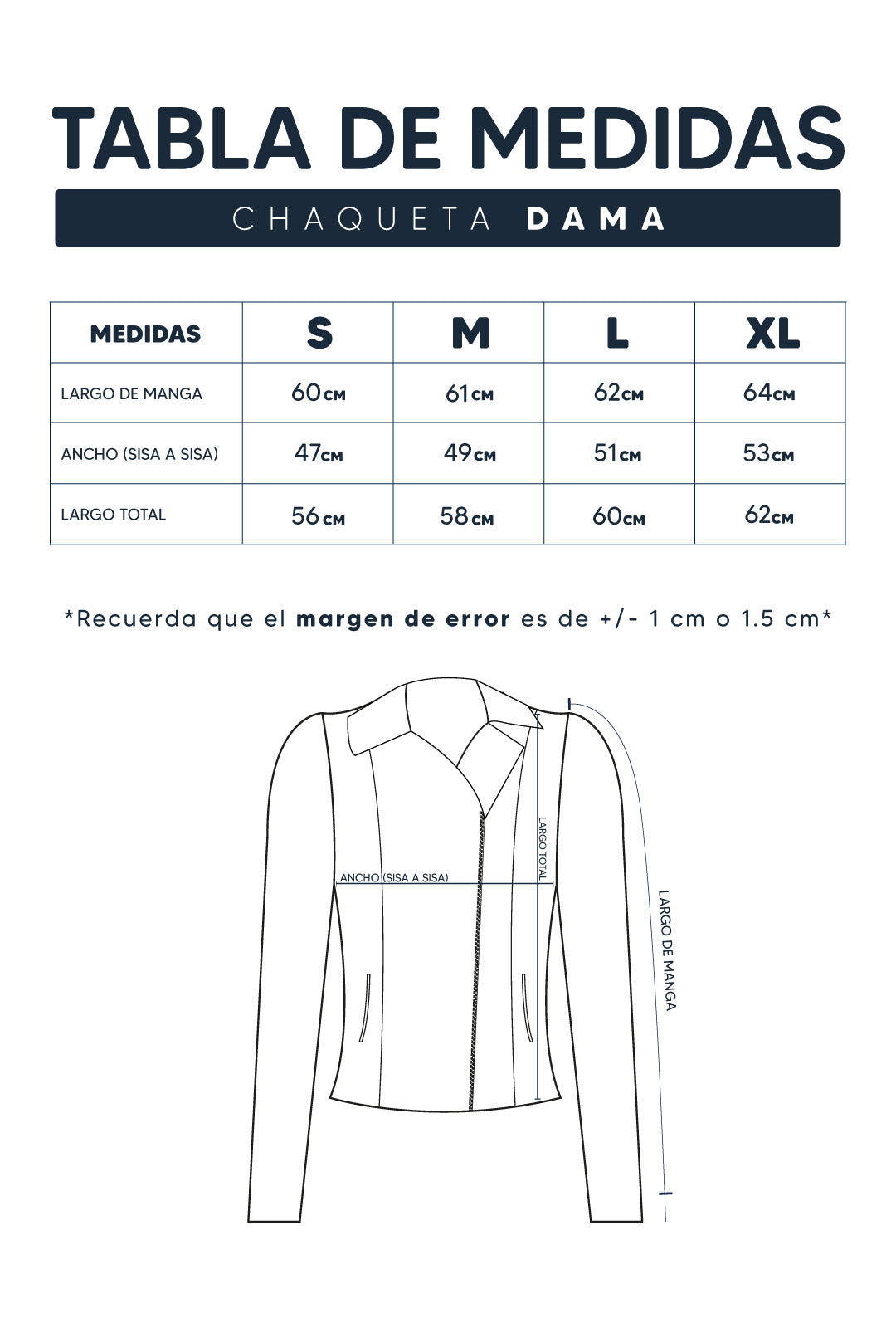 Guía de Tallas Chaqueta Dama