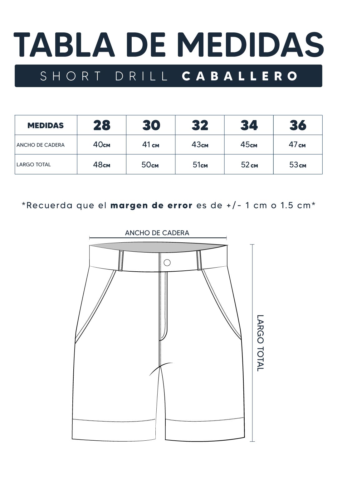 Guía de Tallas Short Drill Caballero
