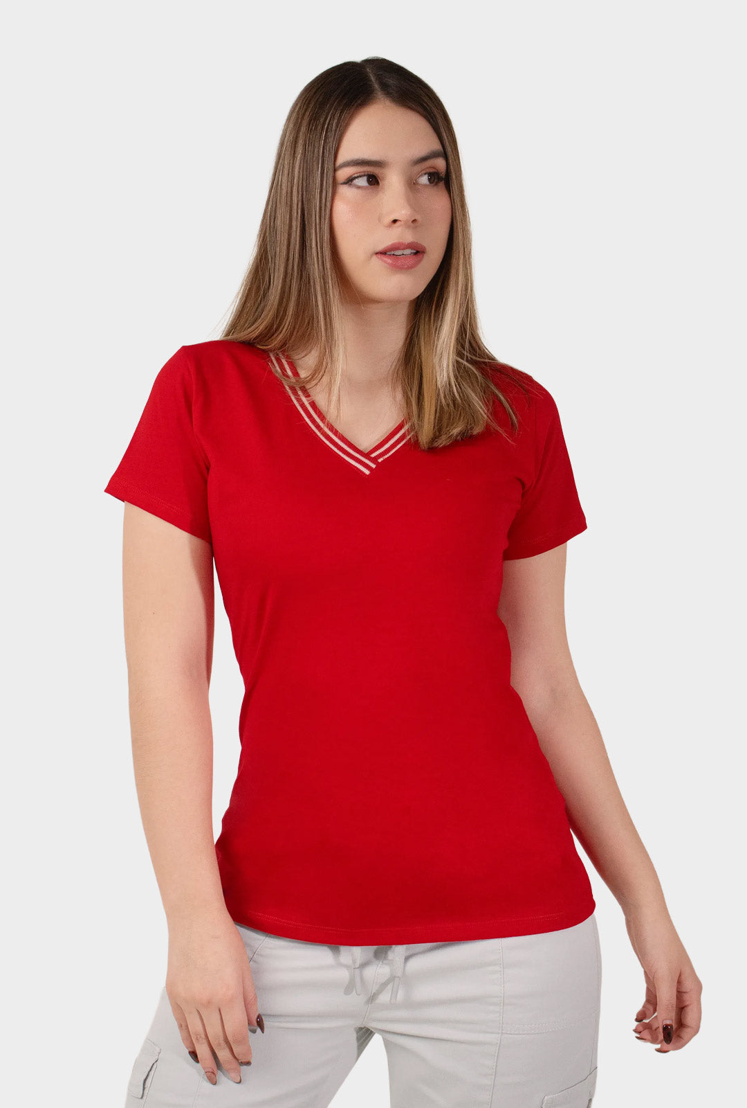 polo-capri-cuello-v-rojo-mujer-frente#Color_Rojo
