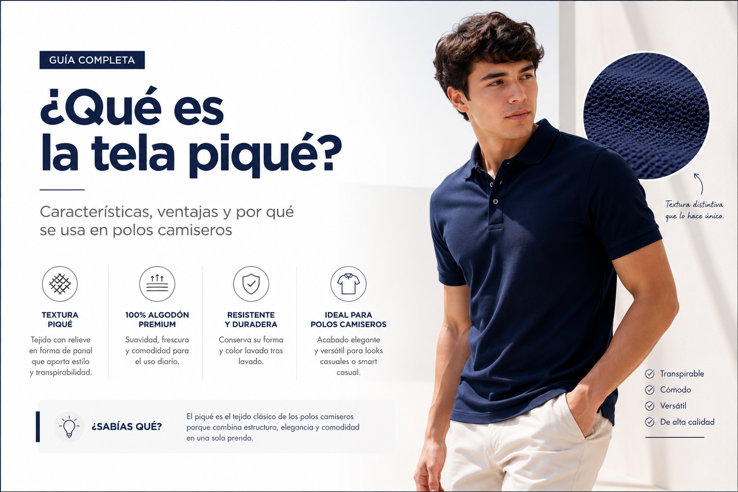 ¿Qué es la tela piqué? Características, ventajas y por qué se usa en polos camiseros