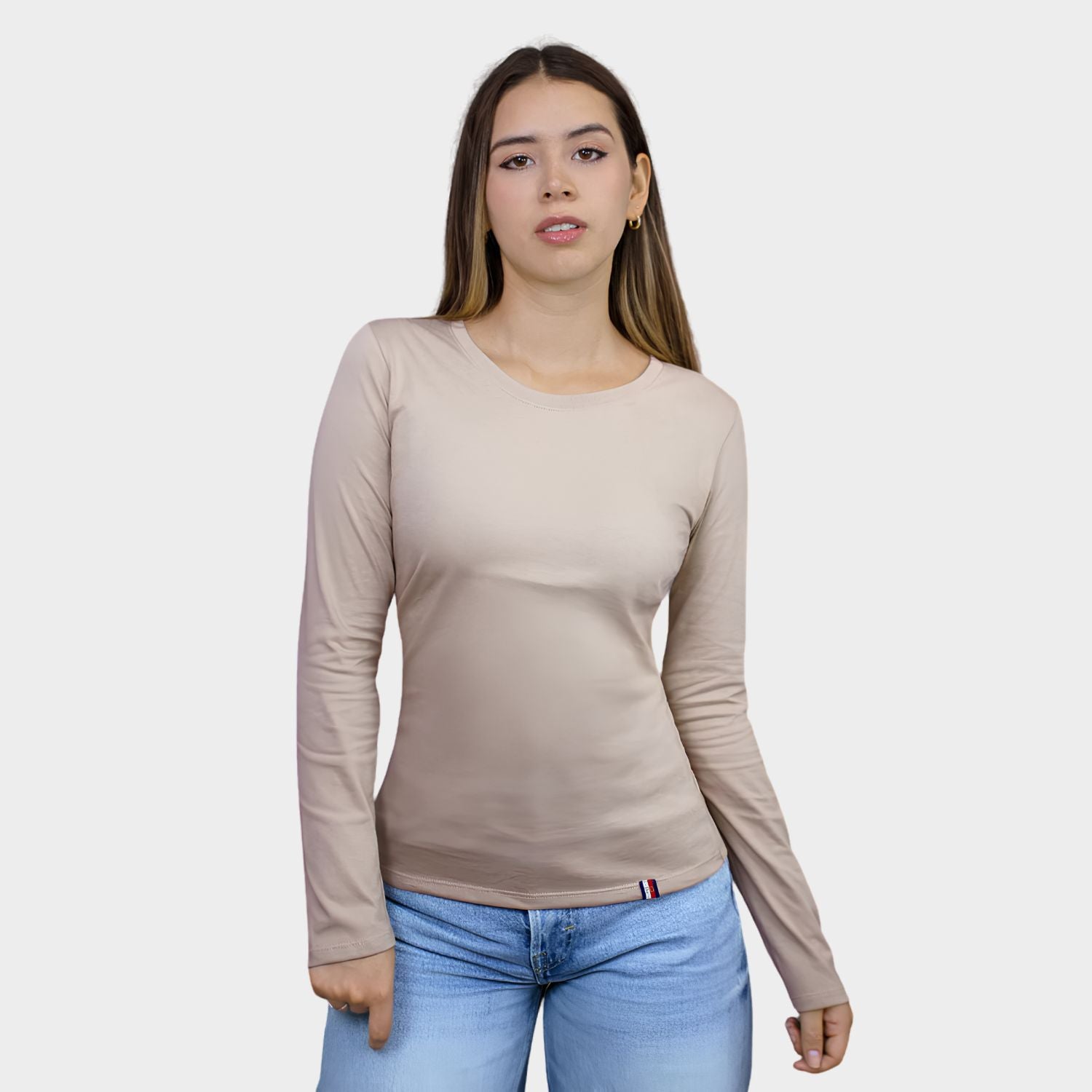 Polo Básico Manga Larga Mujer – Algodón Suave y Versátil