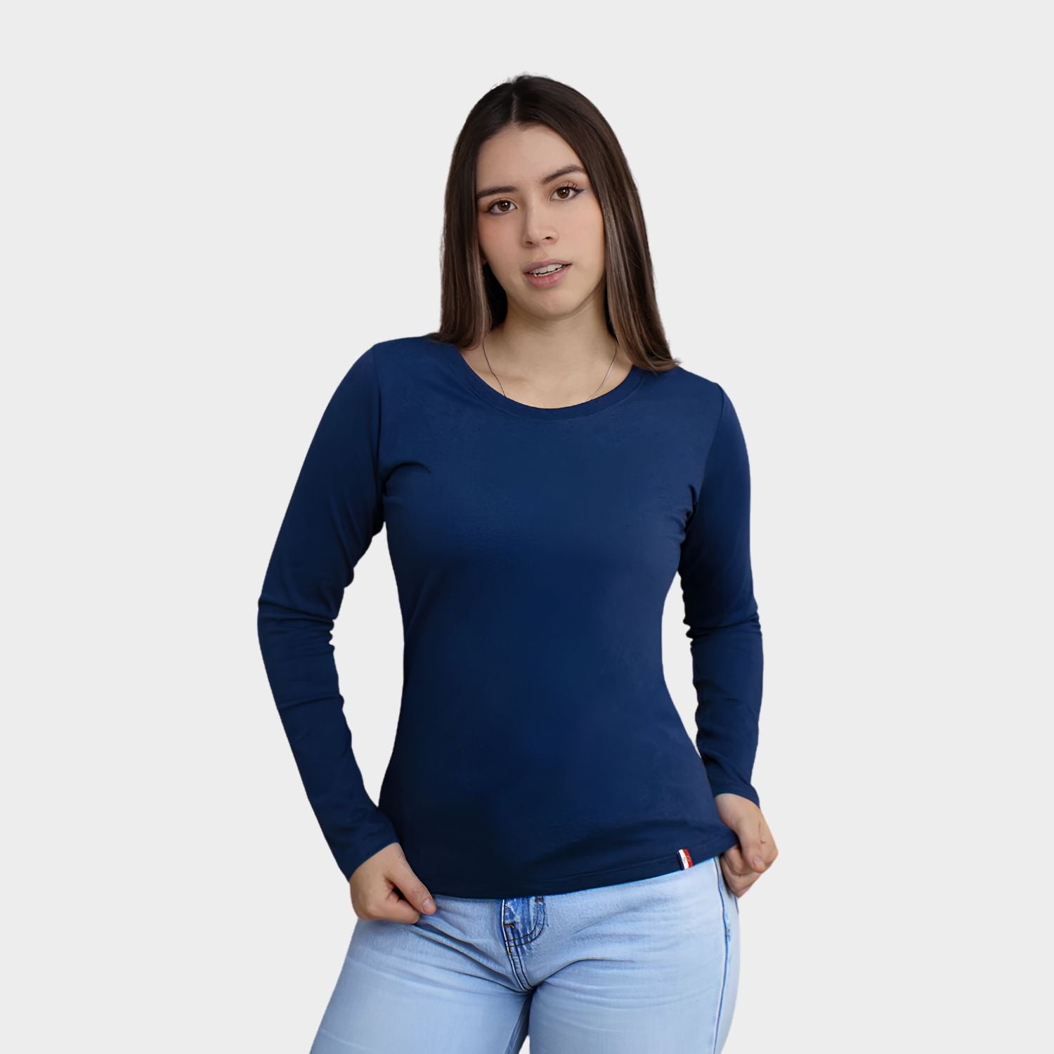 Polo Básico Manga Larga Mujer – Algodón Suave y Versátil