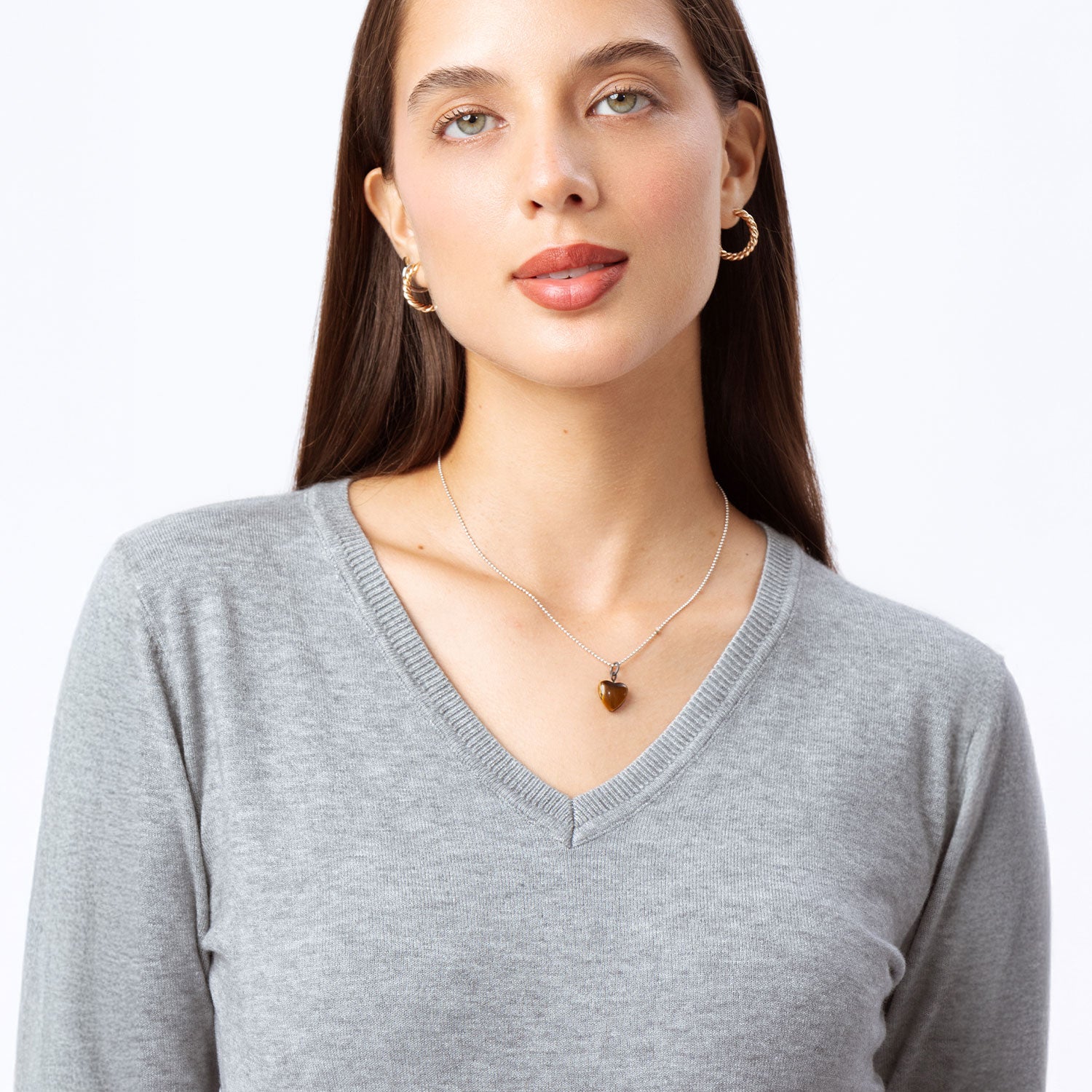 Chompa mujer manga larga cuello V Beverly detalle#Color_Melange