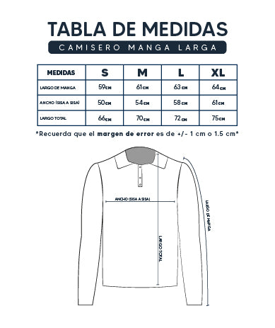 Guía de Tallas Camisero Manga Larga 