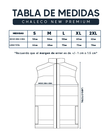 Guía de Tallas Chaleco New Premium 