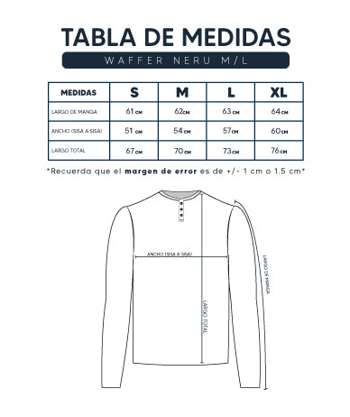 Guía de Tallas Waffer Neru Manga Larga 